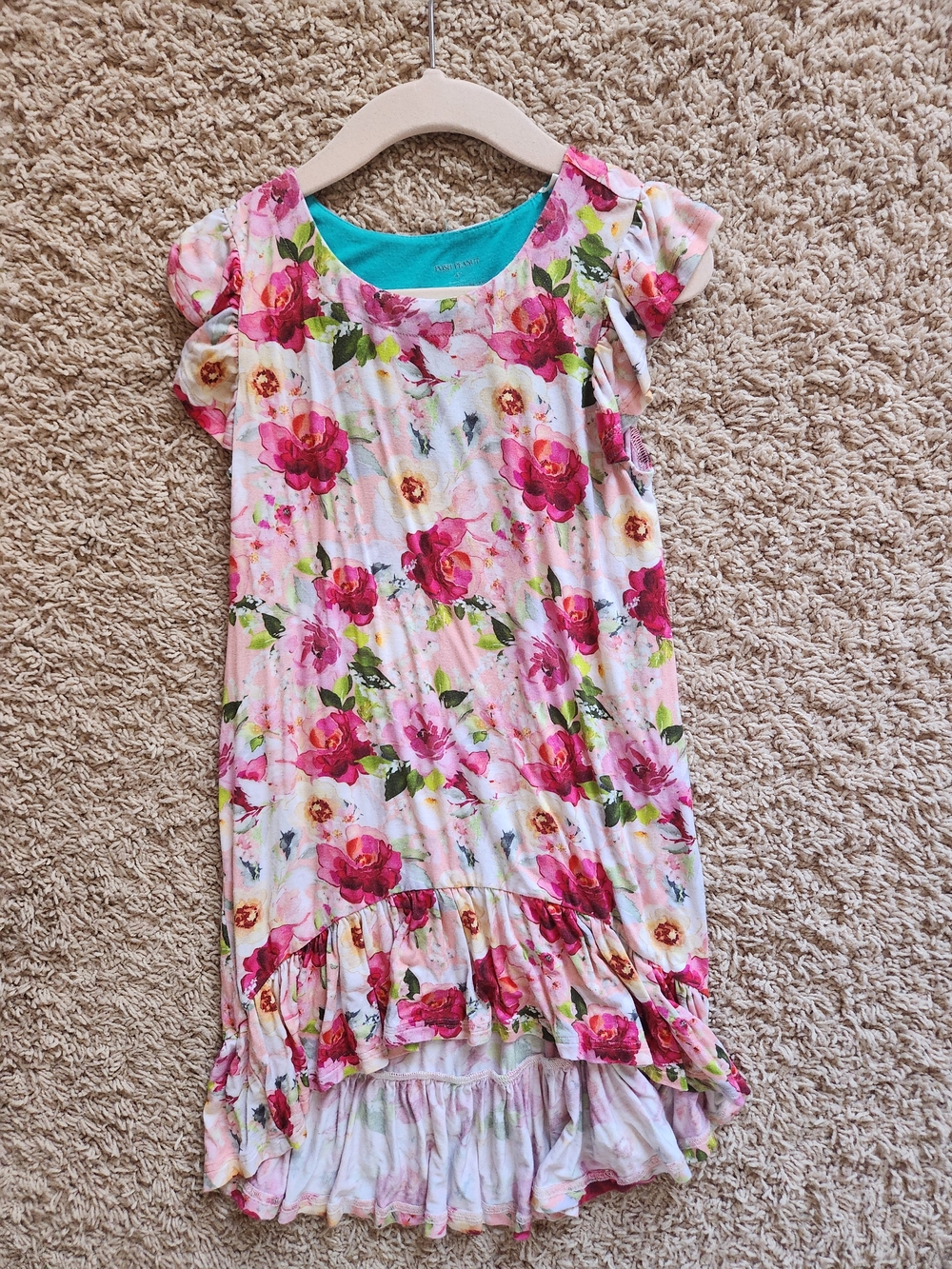 Posh Peanut Pink & Green Floral High-Low Dress